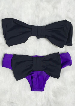 Lolli Swim<br>Up Up And Away Bow Bikini in Purple Black Lolli Swim<br>Up Up And Away Bow Bikini in Purple Black